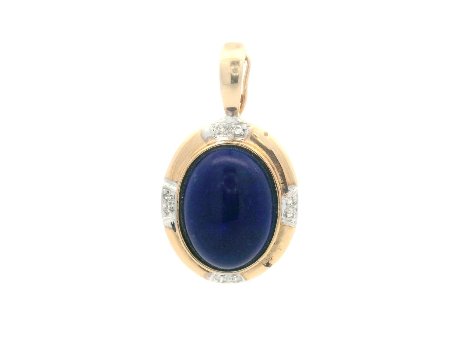 DIJE ORO AMARILLO OVALADO LAPILAPSULI Y DIAMANTES 14K