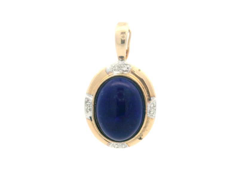 DIJE ORO AMARILLO OVALADO LAPILAPSULI Y DIAMANTES 14K