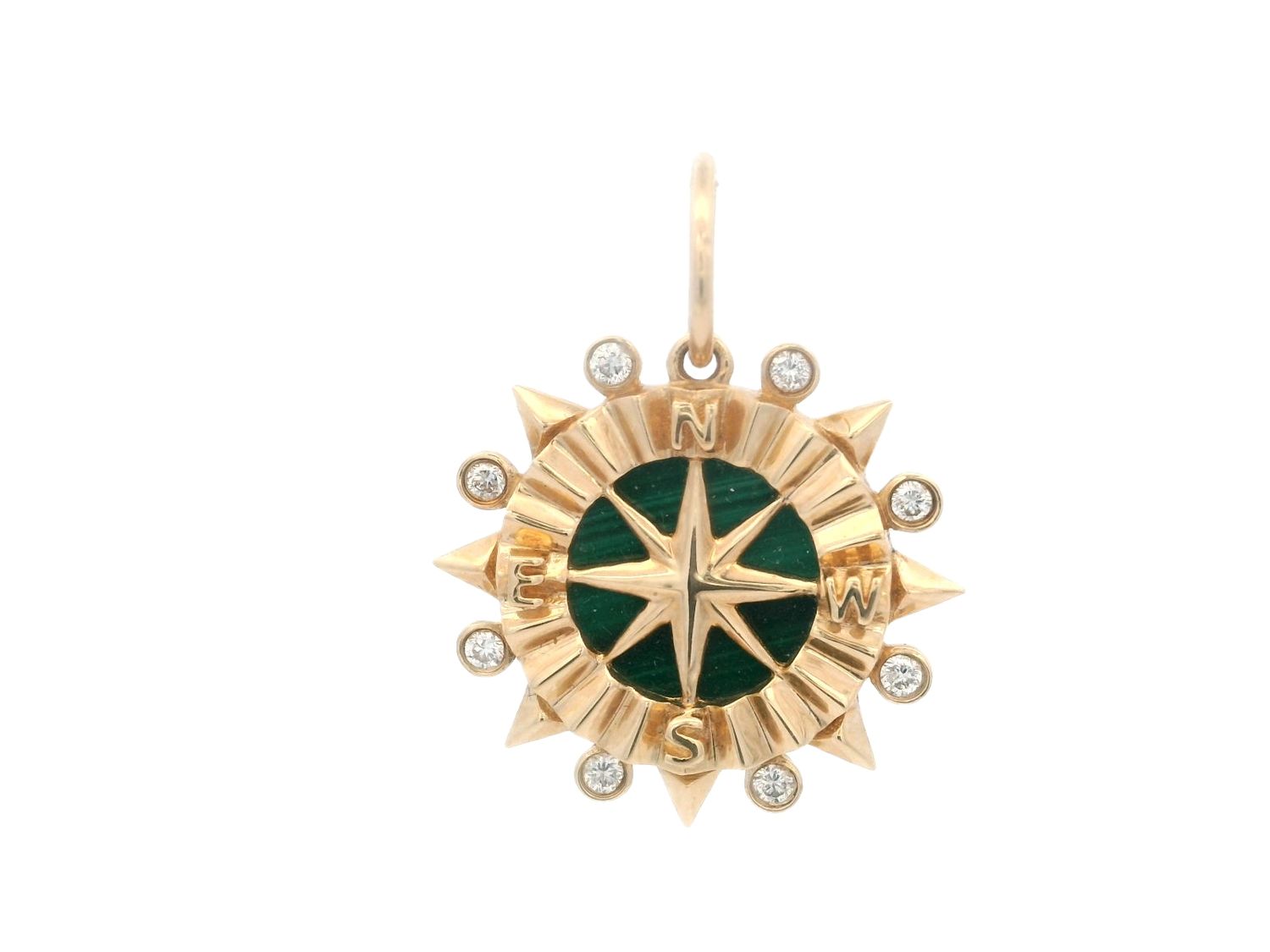 DIJES  ORO AMARILLO  MALAQUITA Y DIAMANTES 14K