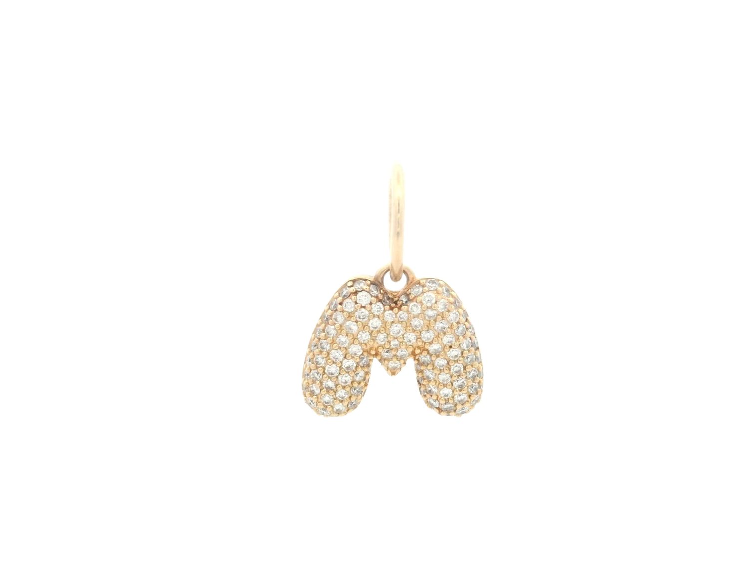 DIJE ORO AMARILLO  LETRA  M CON  DIAMANTES 14K