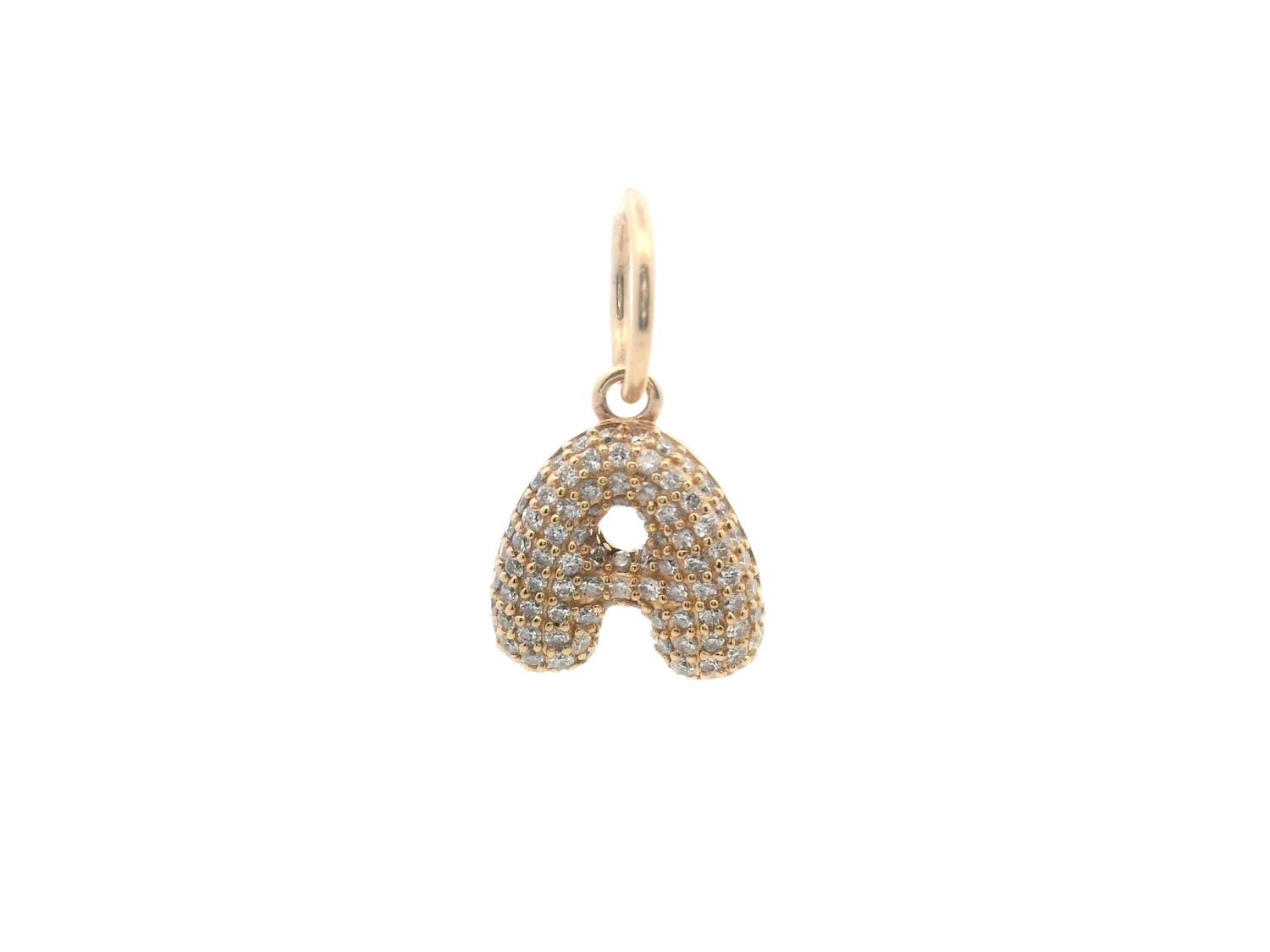 DIJE ORO AMARILLO  LETRA A CON  DIAMANTES 14K