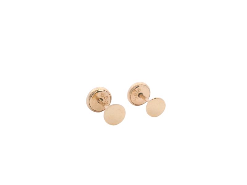 ARETES ORO AMARILLO  DORMILONA PEQUEÑA CIRCULO PLAIN 14K