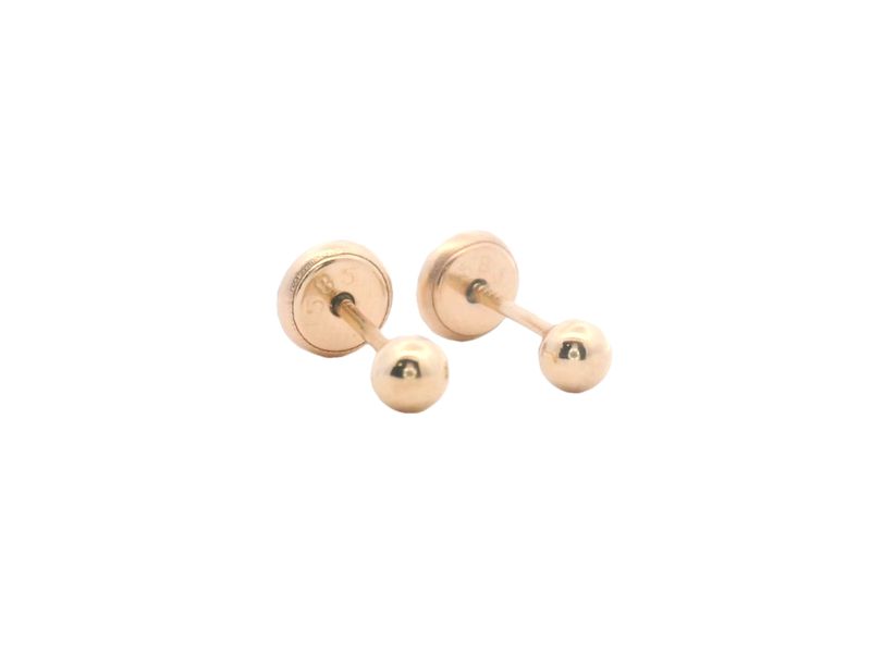ARETES ORO AMARILLO  DORMILONA BOLITA LISA 14K