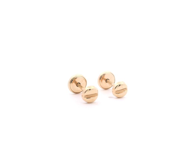 ARETES ORO AMARILLO TORNILLO MINI 14K