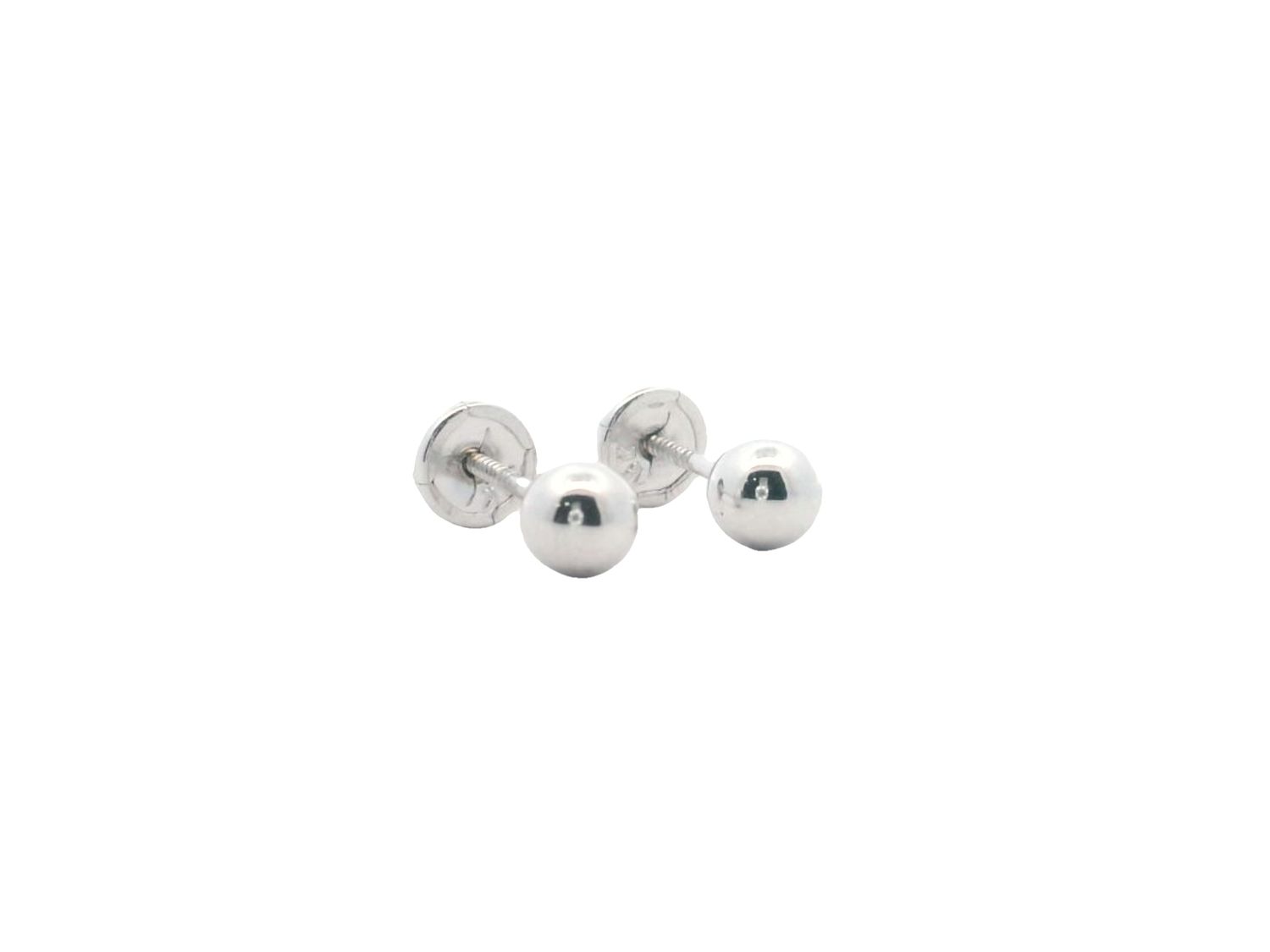 ARETES ORO BLANCO BOLITA LISA 14K