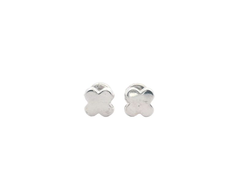 ARETES  ORO BLANCO  FLOR LISA 18K