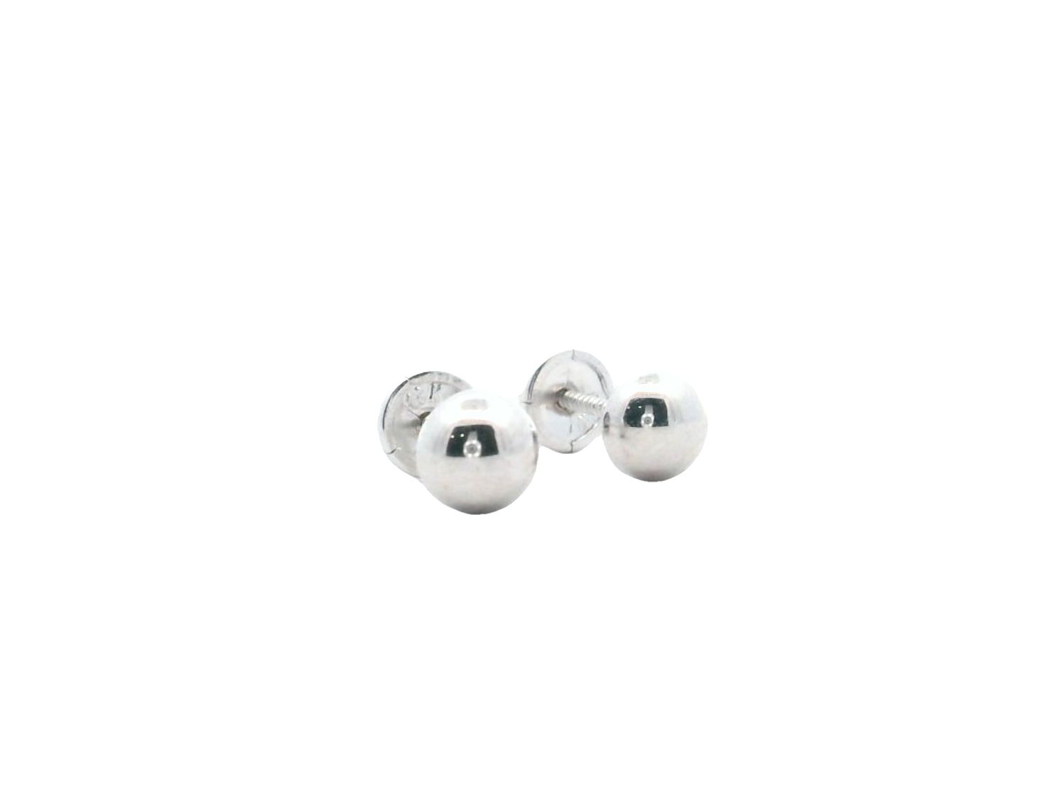 ARETES ORO BLANCO BOLA LISA MINI 4MM 18K