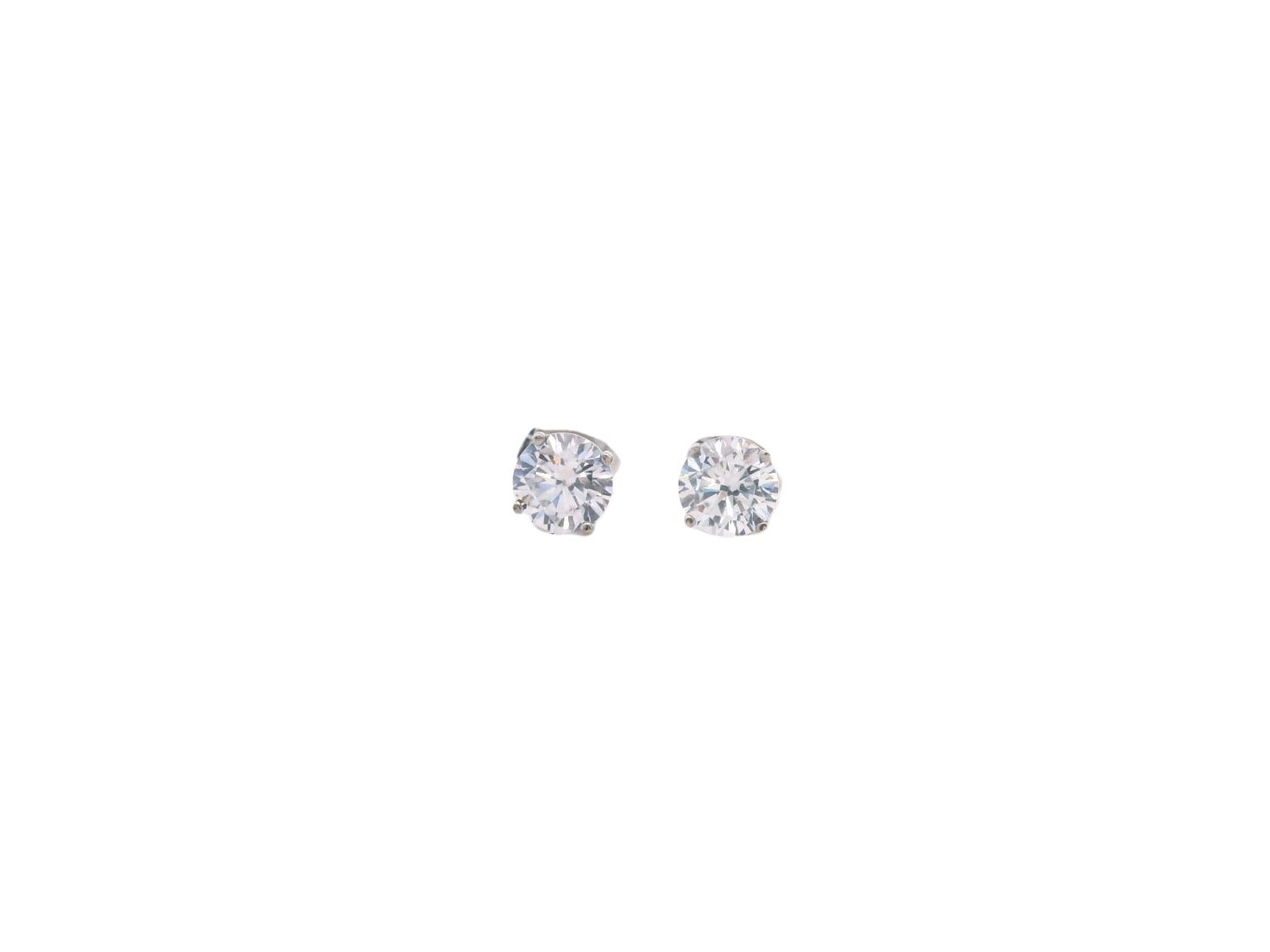 ARETES ORO  BLANCO  DORMILONA ZIRCONIA PEQUEÑA 14K