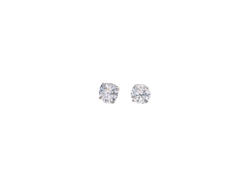 ARETES ORO  BLANCO  DORMILONA ZIRCONIA PEQUEÑA 14K