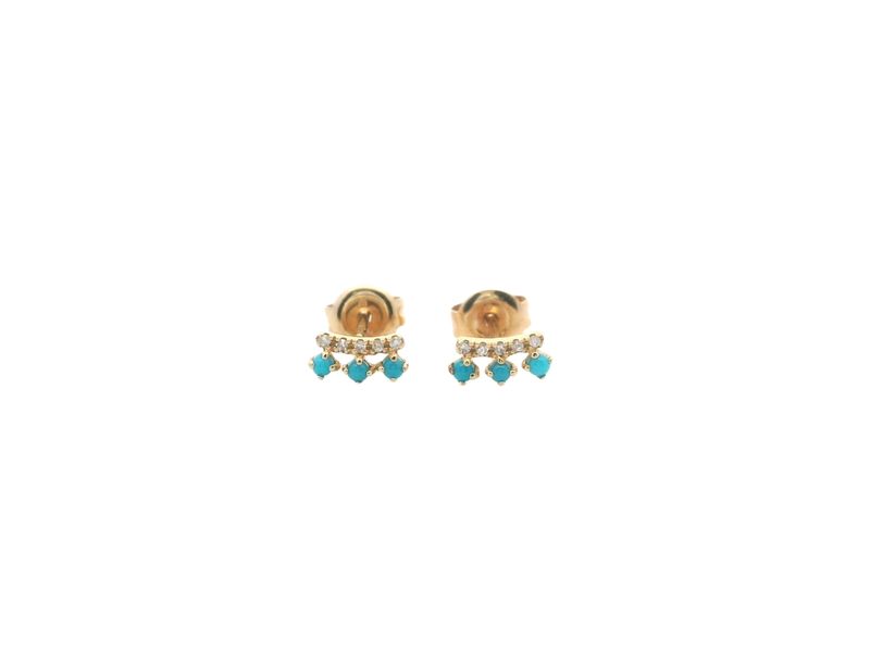 ARETES ORO  AMARILLO TURQUESA MODERNOS 14K