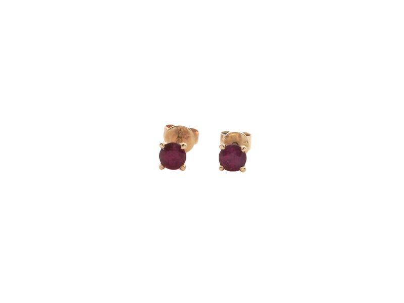 ARETES ORO AMARILLO  DORMILONA RUBI PEQ 14K RB.60