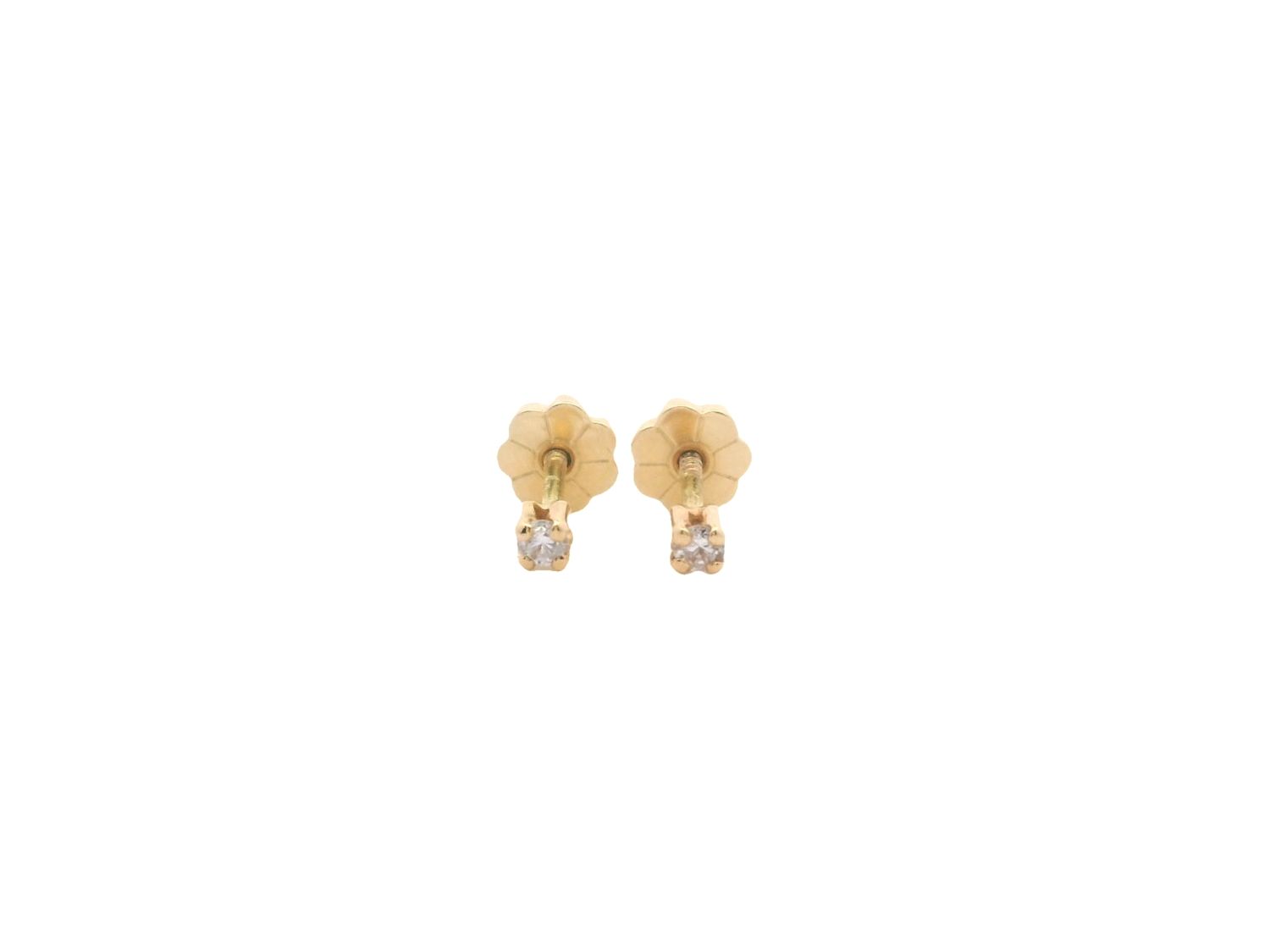 ARETES  ORO AMARILLO DORMILONA PUNTO DIAMANTES 18K D.08