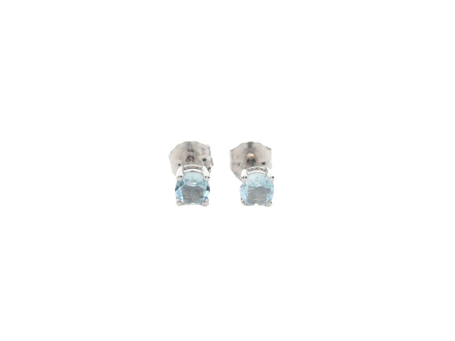 ARETES  ORO BLANCO DORMILONA AGUAMARINA PEQ 14K