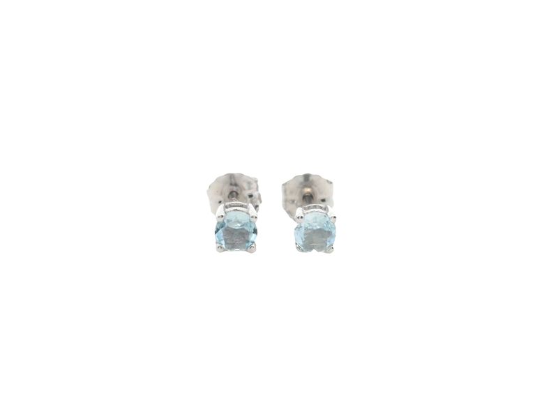 ARETES  ORO BLANCO DORMILONA AGUAMARINA PEQ 14K