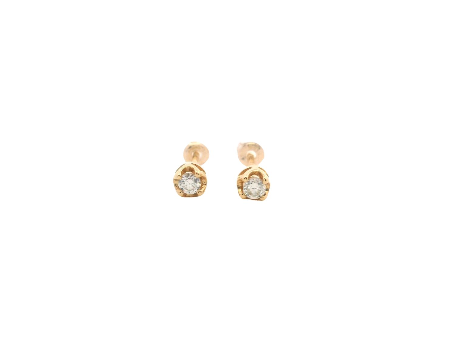 ARETES  ORO AMARILLO  DORMILONA PUNTO DIAMANTES 18K