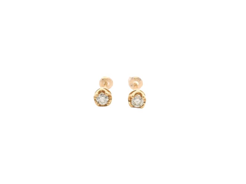 ARETES  ORO AMARILLO  DORMILONA PUNTO DIAMANTES 18K