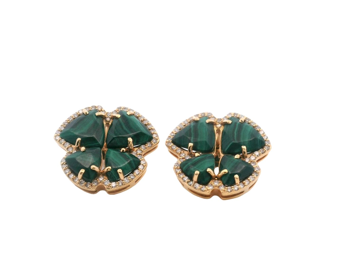 ARETES ORO AMARILLO MARIPOSA MALAQUITA Y DIAMANTES 18K
