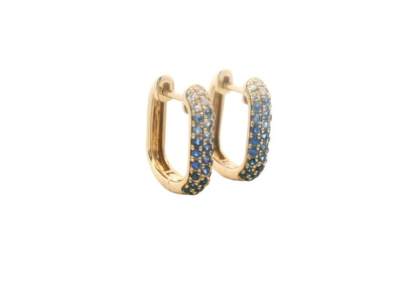 ARETES ORO AMARILLO ZAFIROS DEGRADADOS Y DIAMANTES 14K