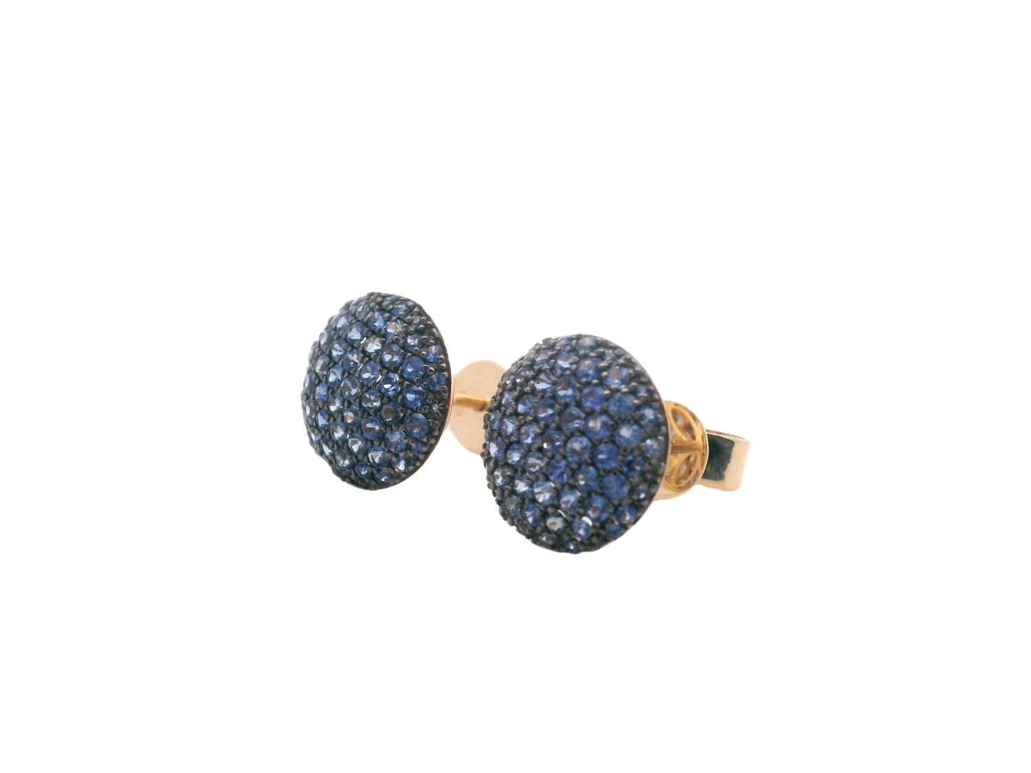 ARETES ORO AMARILLO DORMILONA SAFIRO PAVET 14K SA1.05
