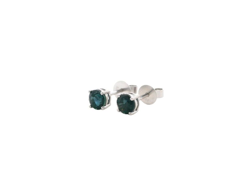 ARETES ORO BLANCO DORMILONA PUNTO DE SAFIRO 14K S.86