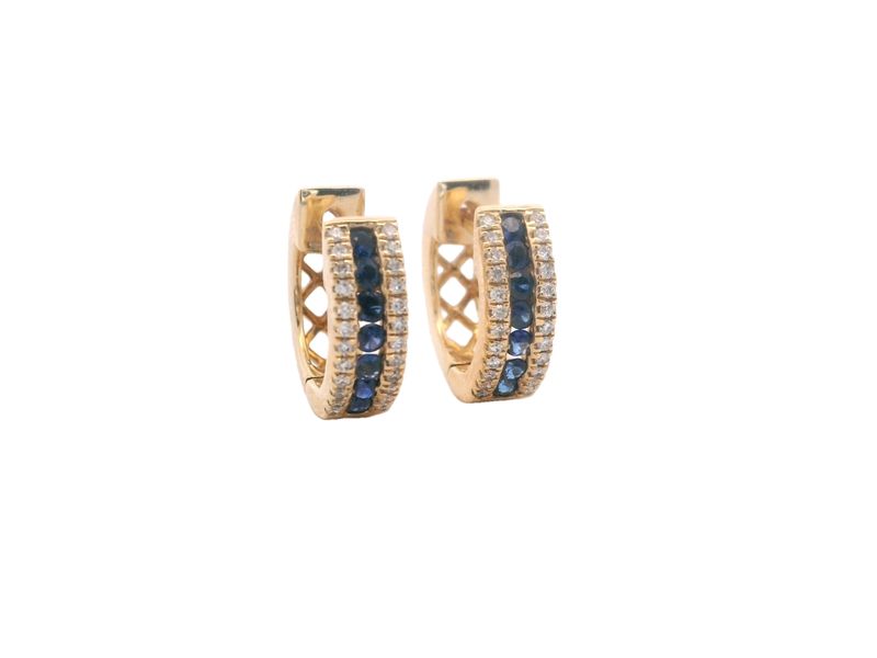 ARETES ORO  AMARILLO  HOGGIES ZAFIRO Y DIAMANTES 14K 0.15CT  ZA0.35