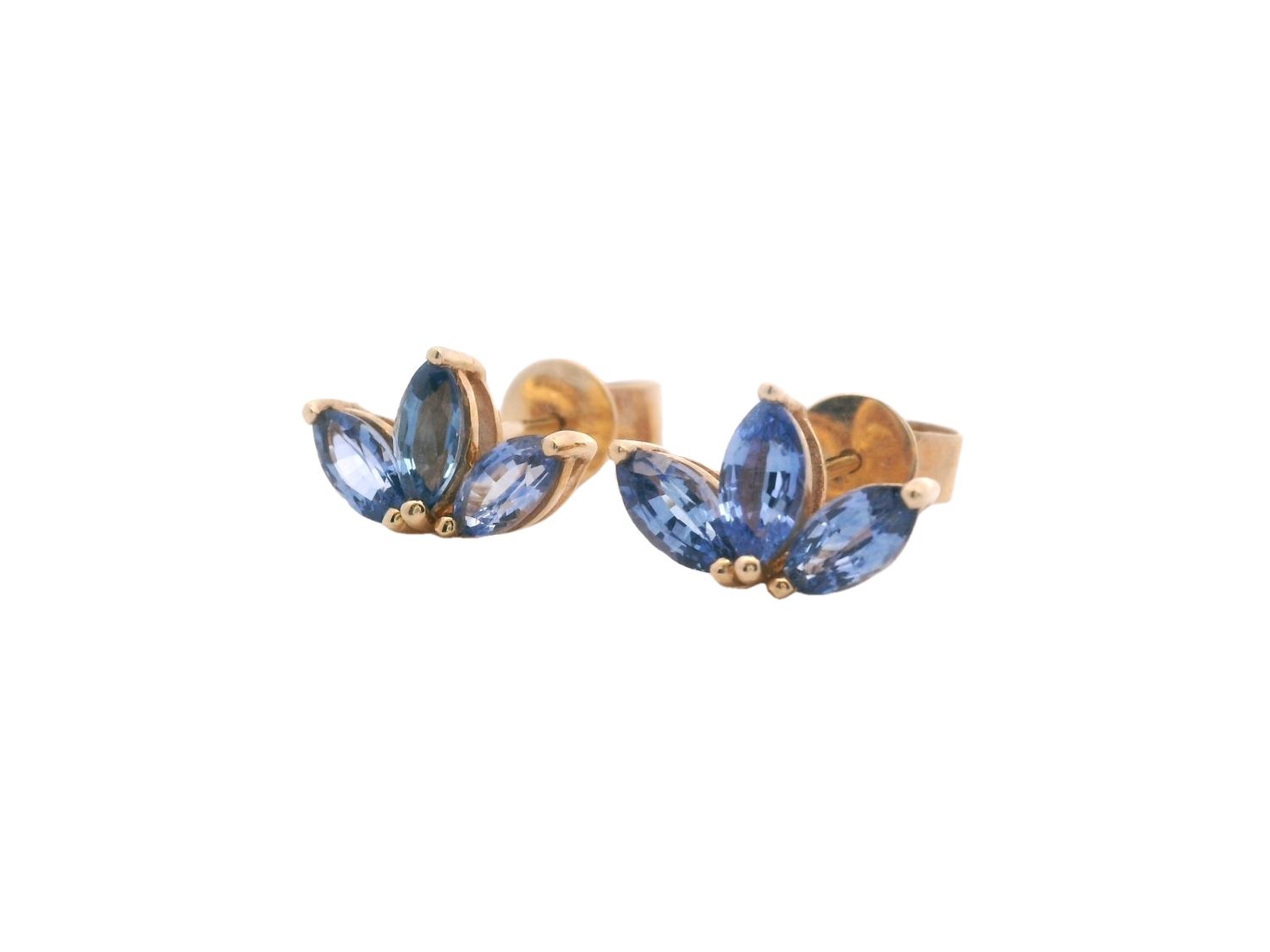 ARETES ORO AMARILLO 14K CON ZAFIRO