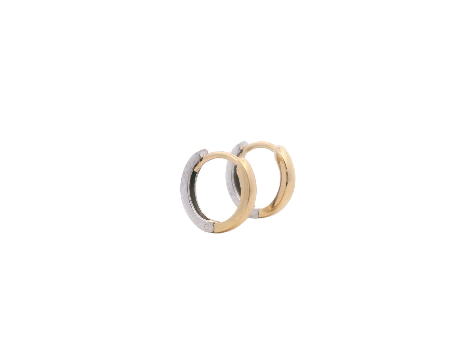 ARETES ORO COMBINADO  HOGGIES LISO PEQUEÑO 14K