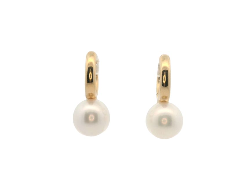 ARETES  ORO AMARILLO PERLA LARGUITO LISO 14K