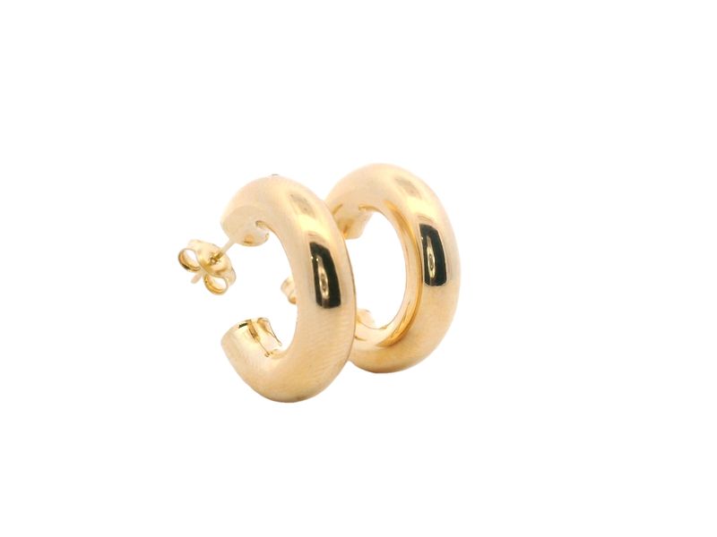 ARETES  ORO AMARILLO  ARGOLLAS GRUESA MEDIANA LISO 14K