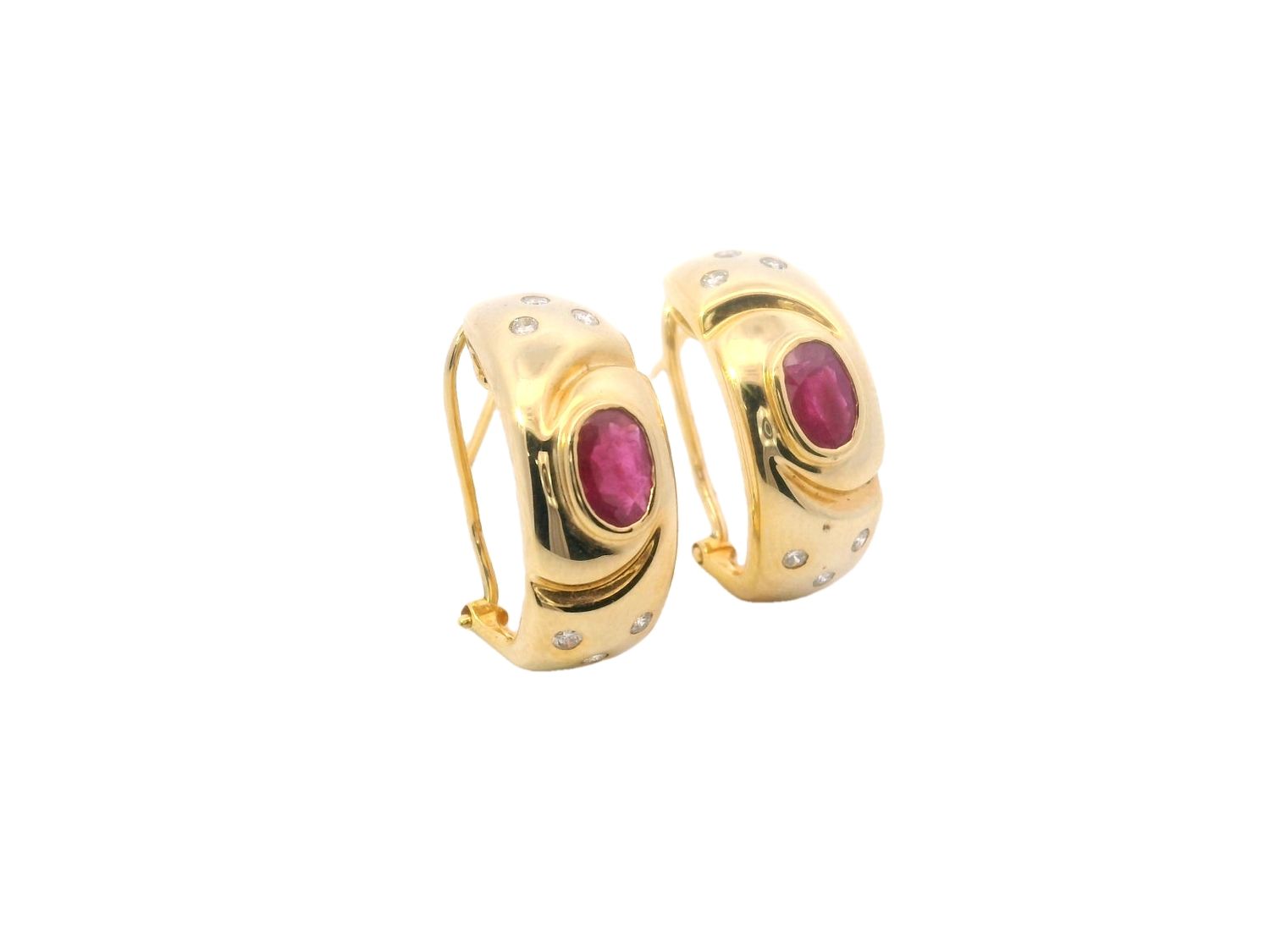 ARETES ORO  AMARILLO   RUBI DIAMANTES TES R1.09 D.18 14K