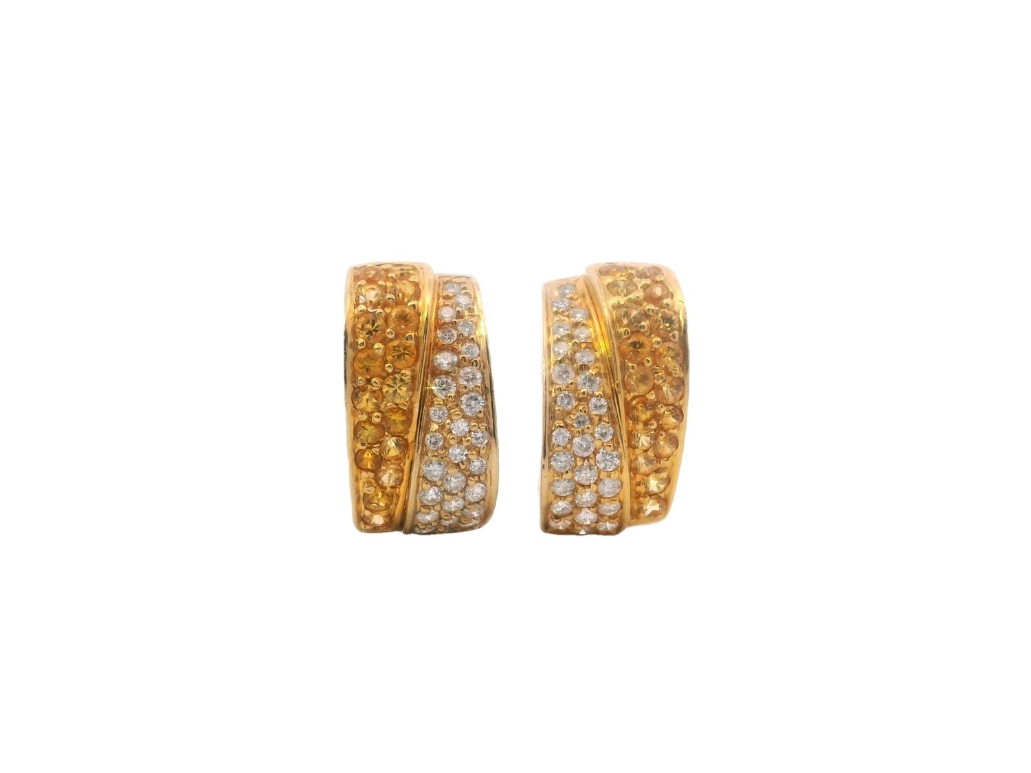 ARETES  ORO AMARILLO  ZAFIRO AMARILLO Y DIAMANTES