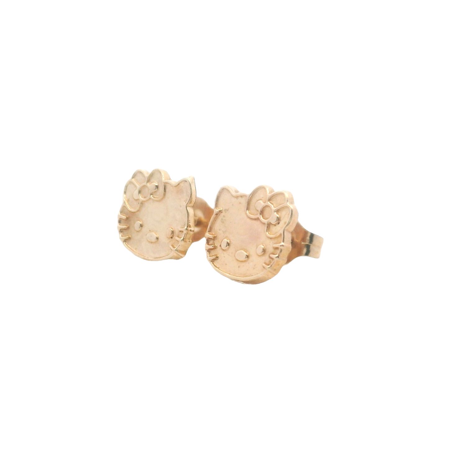 ARETES ORO AMARILLO  DORMILONA HELLO KITTY NIÑA 14K
