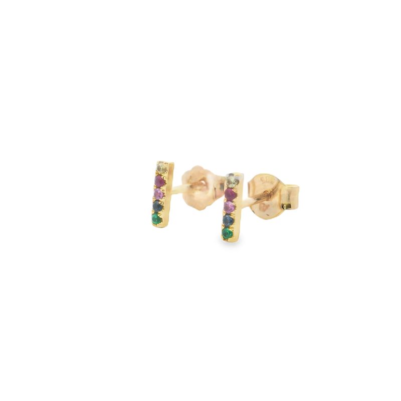 ARETES  ORO AMARILLO  DORMILONA ZAFIRO COLORES  14K