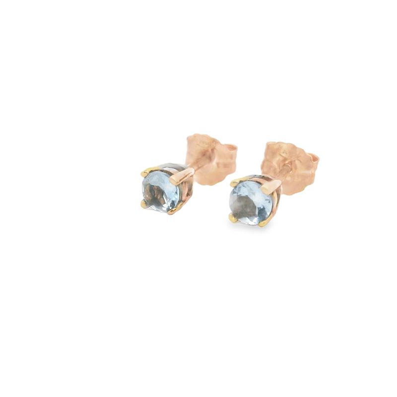 ARETES  ORO AMARILLO DORMILONA AGUAMARINA PEQUEÑA 14K
