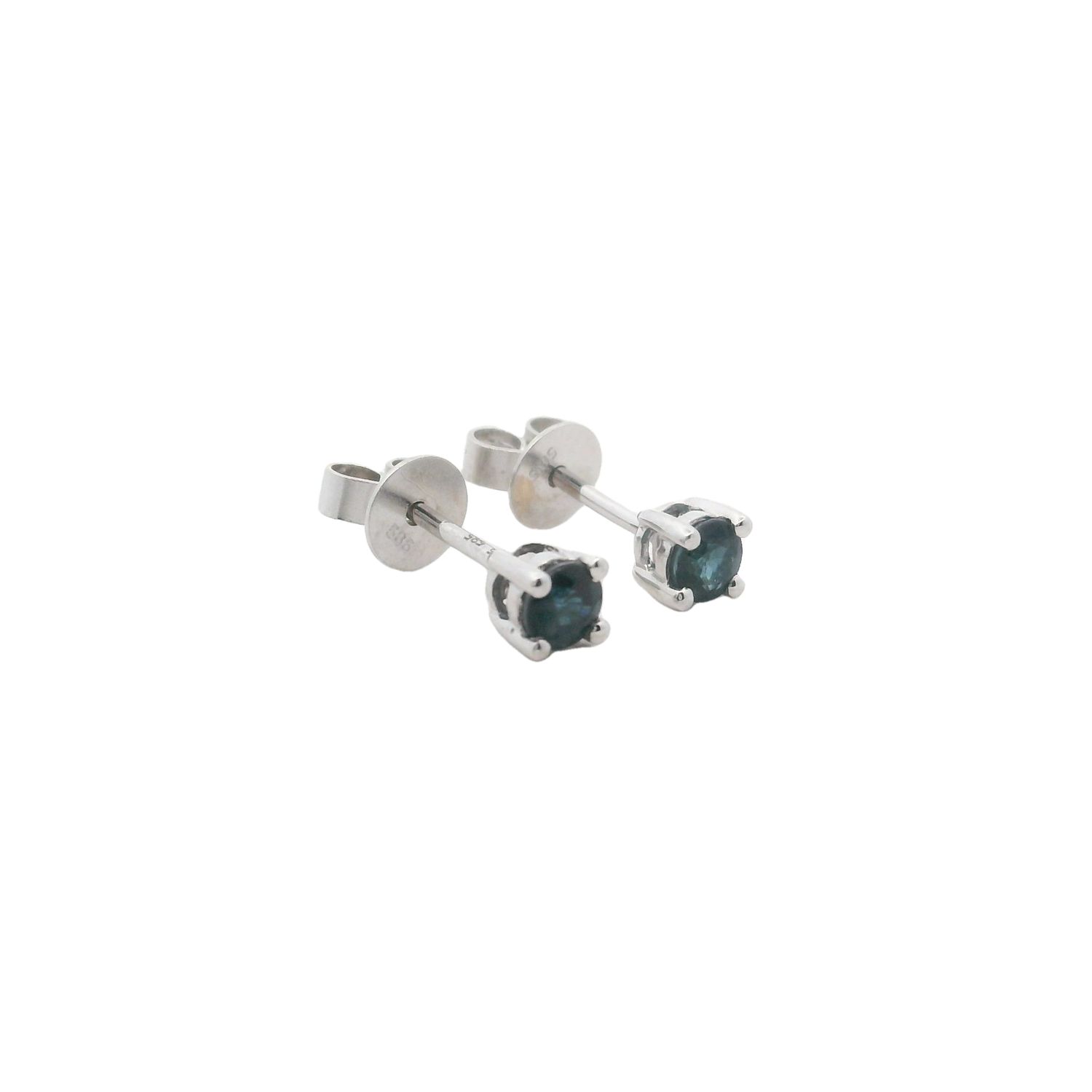 ARETES  ORO BLANCO  DORMILONA PUNTO DE ZAFIRO SAF.64 14K