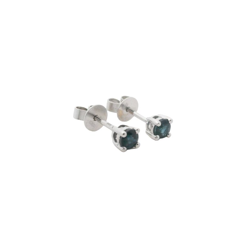 ARETES  ORO BLANCO  DORMILONA PUNTO DE ZAFIRO SAF.64 14K