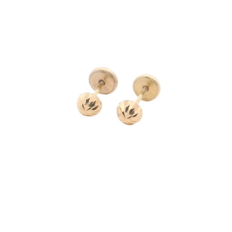 ARETES  ORO AMARILLO  DORMILONA MARTILLADA 18K