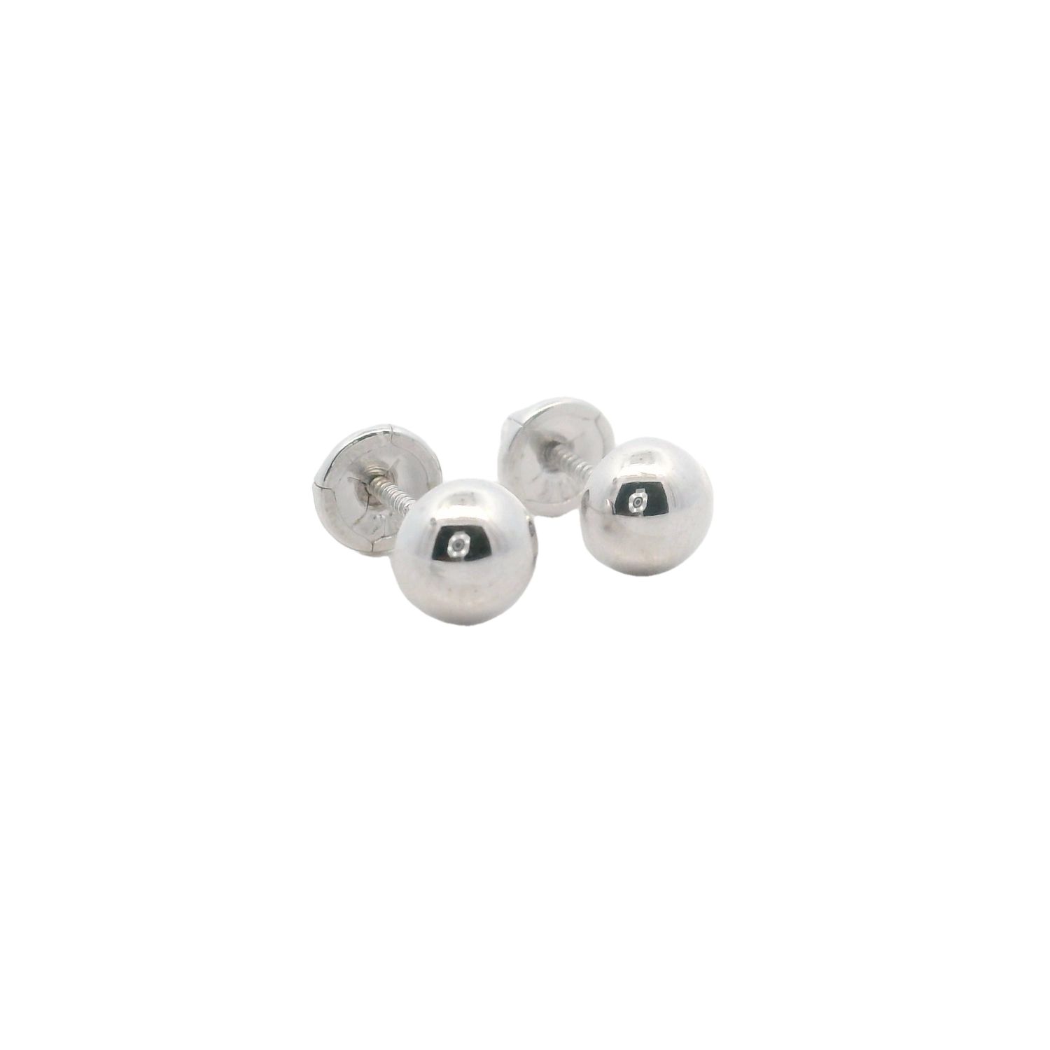 ARETES ORO BLANCO  BOLA LISA 5MM 18K
