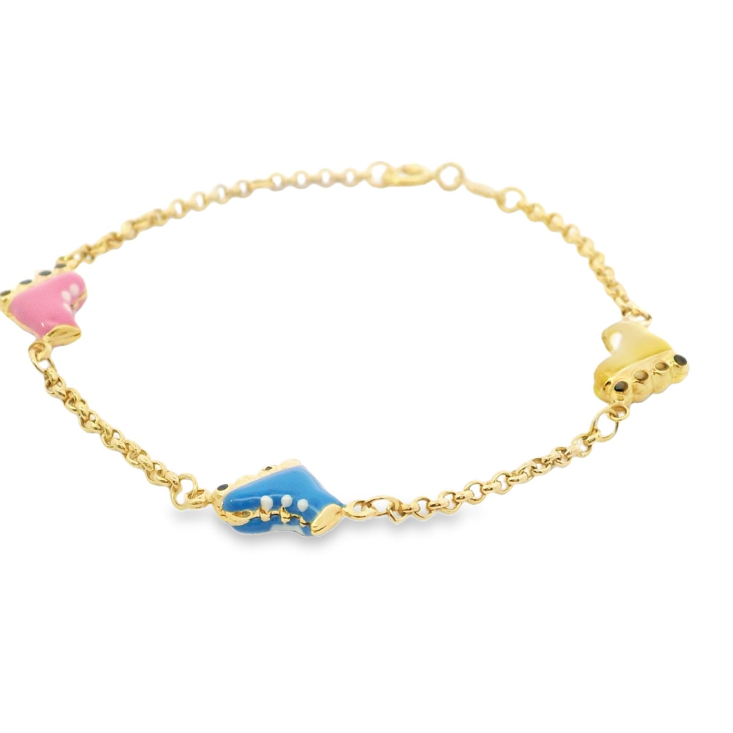 BRAZALETE  ORO AMARILLO PATINES DE COLORES  18K