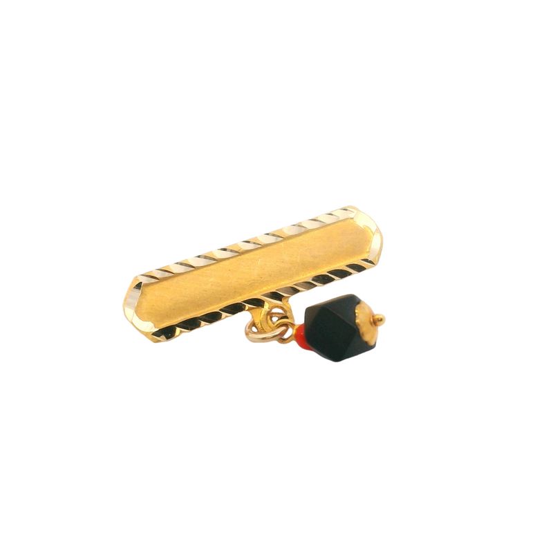 ALFILERES  ORO AMARILLO LISA CON AZABACHE 14K