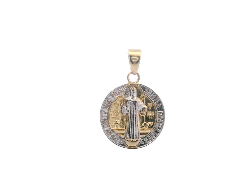 DIJE ORO COMBINADO  MEDALLA DE SAN BENITO 14K