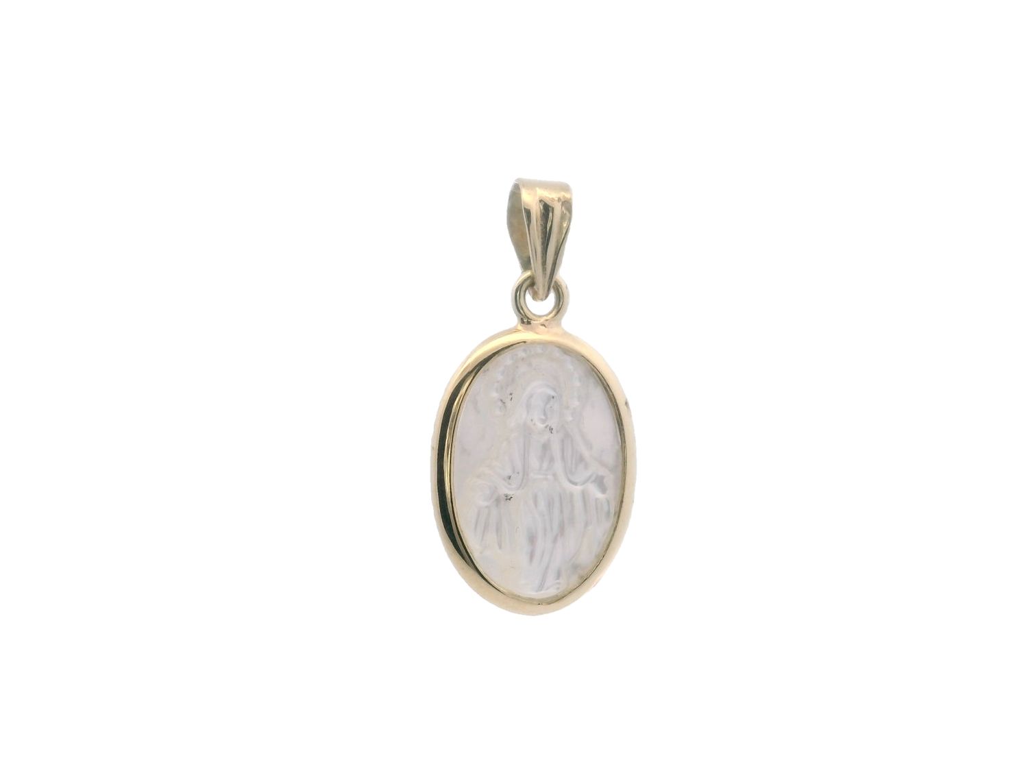 DIJE  ORO AMARILLO MEDALLA OVALADA VIRGE DE LA MILAGROSA  14K