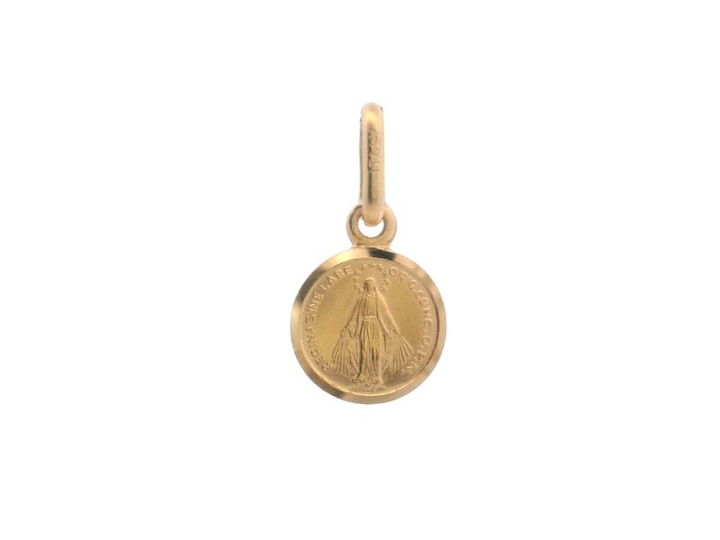 DIJE  ORO AMARILLO MEDALLA VIRGEN MILAGROSA PEQUEÑA REDONDO 18K