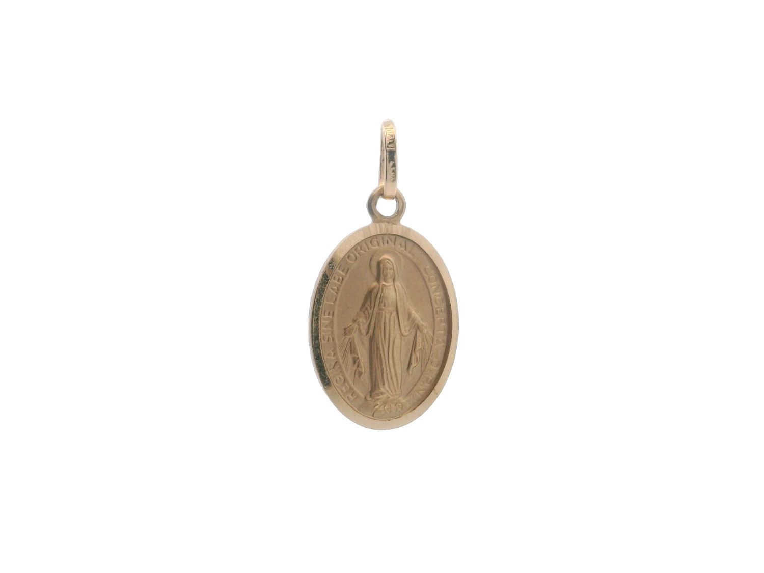 DIJE  ORO AMARILLO  MEDALLA VIRGEN MILAGROSA OVALADA 14K