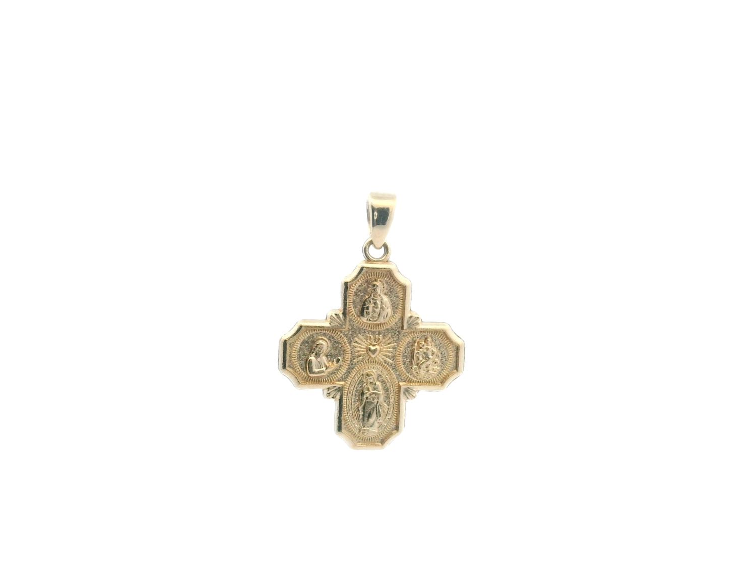 DIJE ORO AMARILLO CRUZ VARIAS VIRGENES 14K