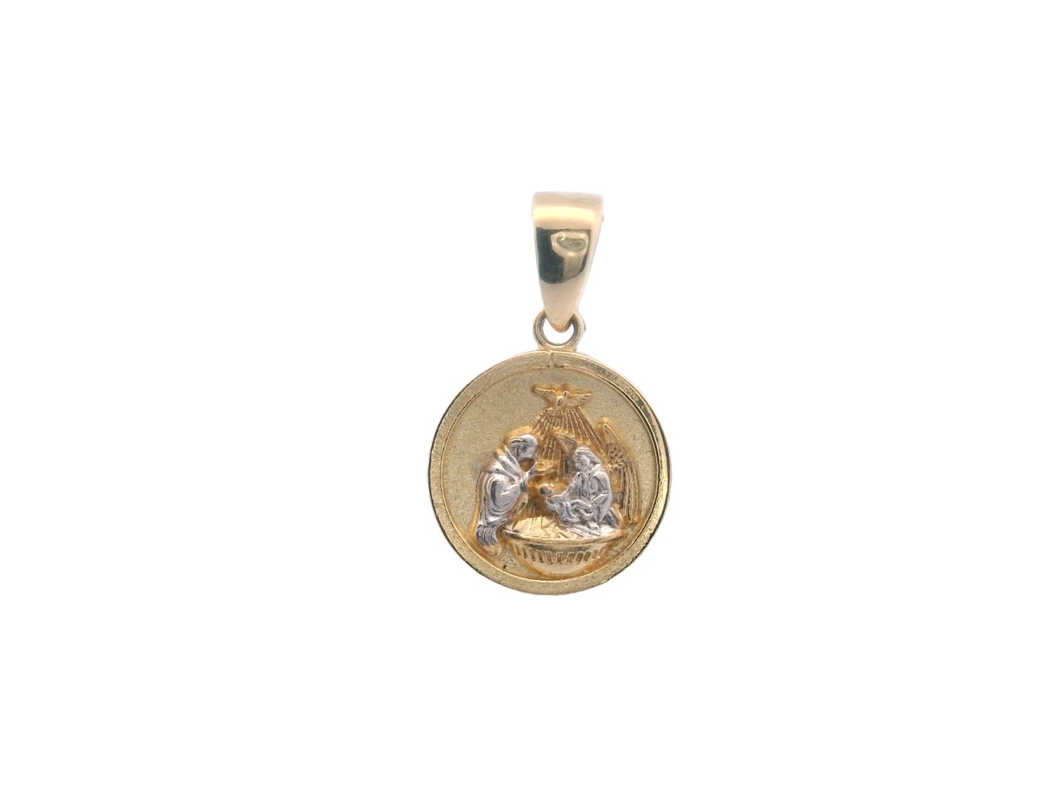 DIJE ORO  COMBINADO MEDALLA BAUTISMO 14K
