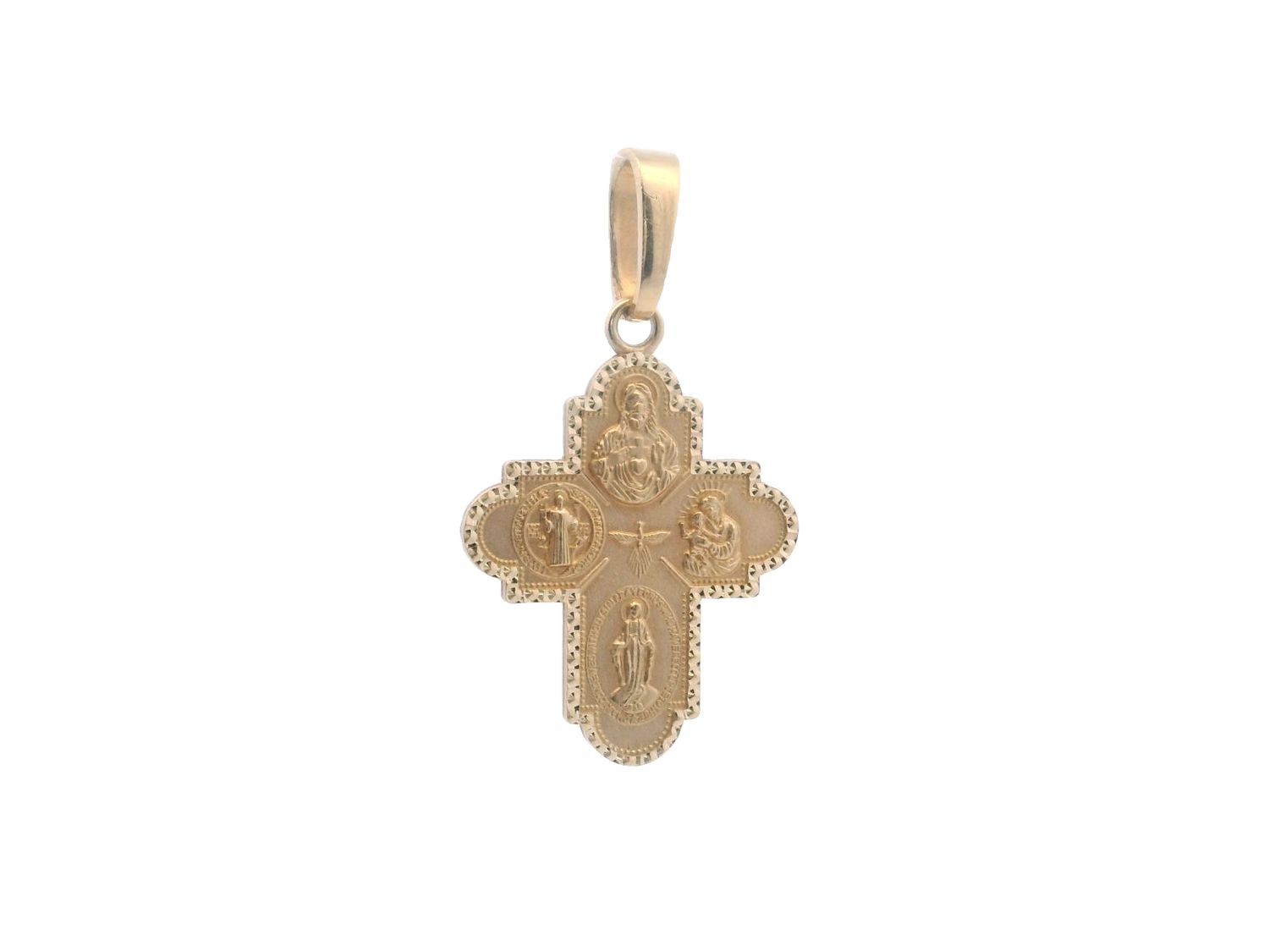 DIJE ORO AMARILLO CRUCIFIJO SAN BENITO MEDIANO 14K