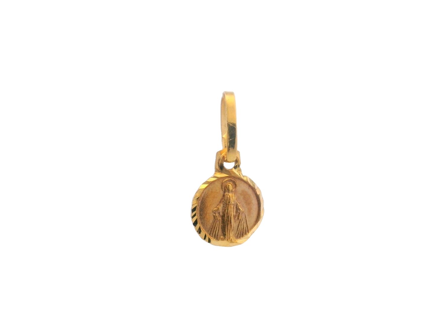 DIJE  ORO AMARILLO MEDALLA VIRGEN DE LA MILAGROSA MINI 14K