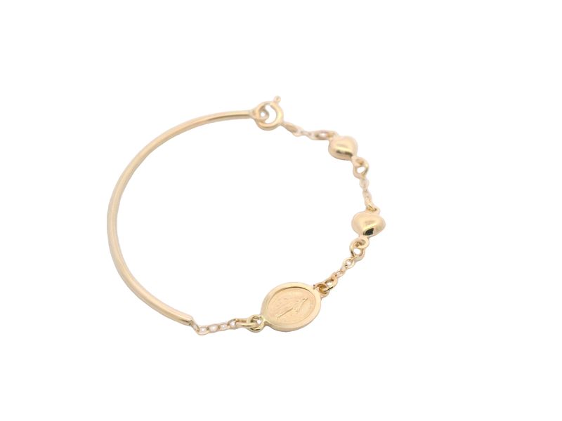 PULSA  ORO AMARILLO DURA Y BRAZALETE MEDALLA Y CORAZONES 18K