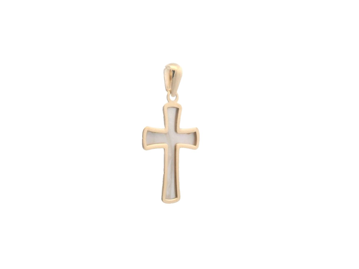 DIJE ORO  AMARILLO CRUZ MADREPERLA 14K